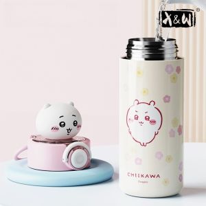 X&W 450ml Chiikawa Pop-up Thermos 316 Stainless Steel Straw Cup with Doll Head Chiikawa Waterbottle Portable Office&outdoor Use