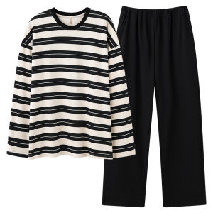 miiow | Pure Cotton Mens Sleepwear Set Hooded Long Sleeve Pants Home Clothes Spring Autumn Style Casual Comfortable Breathable Male Model