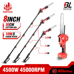 ONEVAN 8 Inch Brushless Electric High Branch Saw 2.25m Telescoping Chainsaw Pruner Garden Pruning Tool Pruning Shears For Makita 18v Battery