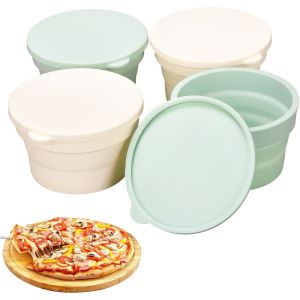 with Lid Silicone Pizza Dough Box Foldable Non-Stick Bread Fermentation Basket Stackable Multipurpose