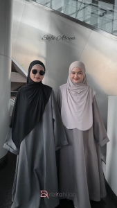 RIZKA HIJAB Safa Abaya Motif Stripe Salur Gamis Haji Umrah Turkey Wanita Muslimah