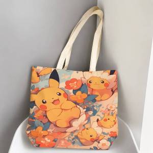 Bandai | Pokemon Battle Legends Storage Bags Tote Bag Travel Summer Beach Shoulder Bag Reusable Grocery Shopping Bag Anime Artwork