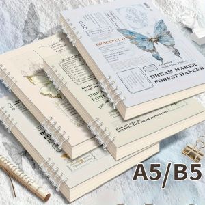 1 PC ธีมผีเสื้อ A5/B5 โน้ตบุ๊ค-60 แผ่น/120 หน้าที่ถอดออกได้หลวม Leaf Journal พร้อมแหวนผูก light & Soft Polypropy