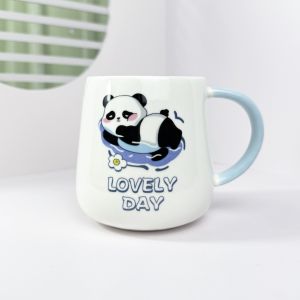 Creative Bamboo Leaf Pattern Ceramic Mugs with Lids Panda Design Coffee Mugs Practical Birthday Gifts for Men And Women