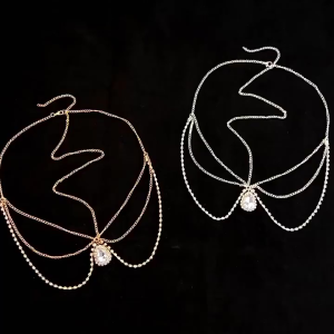 YADORNOS Ikat rambut rumbai tetesan air bertatahkan berlian mewah yang ringan di antara alis liontin aksesori rambut jepit rambut rumbai tetesan air eksotis