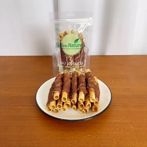 Furiri 50g Duckmeat Wrapped Goose Neck Dog Snacks Duck Meat Around Additive Free Goose Throat Pet Food Dog Teething Stick