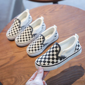 New Arrival Childrens Slip-On Canvas Shoes Summer Boys Footwear Checkered Trendy Kids Trainers Toddler Girls Baby Cloth Shoe