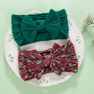 2 Chiếc Bé Mũ Trùm Đầu Cây Giáng Sinh Đỏ Nylon Co Giãn Tóc Dây Đan Màu Trơn Bé Gái Mũ Đợi Đầu Đa Năng Cho Bé Gái 1-3Y