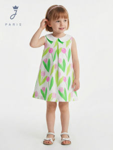 Jacadi | Summer Baby Dress With Peter Pan Collar And Fresh Printed Design