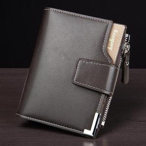 New Mens Short Casual Leather Wallet Multifunctional Zipper Coin Purse Male Model D1282 Pure Color Spring 2024
