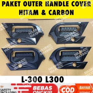 Paket Outer Handle Cover Mobil Mitsubishi L-300 Pick Up L300 Hitam Carbon