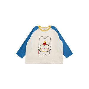Casual Cartoon Long Sleeve round Neck T-Shirt for Boys Loose Fit Spring New Arrival Breathable Cotton Blend Fabric Childrens Wear