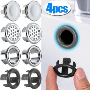 4PCS Plastic Bathroom Kitchen Basin Sink Overflow Cover Ring Insert Replacement Chrome Hole Round Drain Cap Basin Accessory
