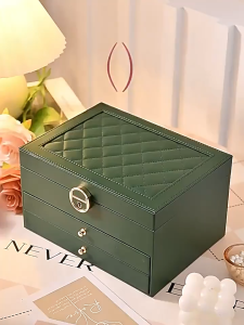 EmmAmy® Jewellery Box Large Capacity Leather Necklace Earring Storage Organizer With Lock