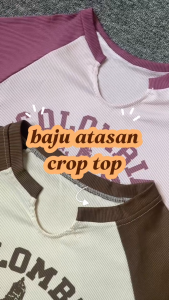 Baju Kaos Crop Tee Wanita Fashion Korea Size M - XL T-Shirt Crop Columbia