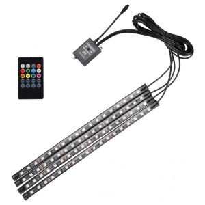 72 LEDs Multicolor Music Car Strip Light USB Port Under Dash Lighting Kit for Truck Cars Decor [Vodool Shophouse]