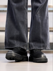 Warrior | Black Elevating Thick Sole Derby Shoes