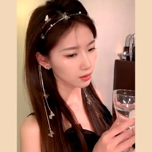 【Spot goods】Fairy Hairband Korean Diamond Pearl Butterfly Tassel Hairbands for Women Hair Accessory