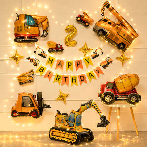 Car Theme Balloons Boys 2 3 4 Year Old Baby Childrens Birthday Party Atmosphere Decoration Scene Arrangement Background Wall