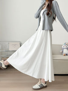 กระโปรงทรงเอเอวสูงสีขาว กระโปรงทรงเอยาวปานกลาง ทรงเข้ารูป กระโปรงทรงเอเข้ารูปฤดูใบไม้ผลิและฤดูใบไม้ร่วง