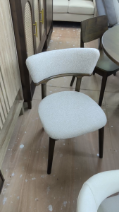 Flexidesignx AMBER Solid Wood Dining Set Sintered Stone Table Boucle Fabric Chair Walnut Beech