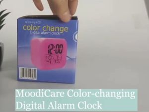 Moodicare Square Cube RGB Glowing LED Color Change Digital Alarm Clock/ Jam Loceng Petak Meja
