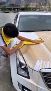 Kain Lap Microfiber Detailing Premium Kuning Abu 500gsm 30x30cm Serbaguna Cuci Mobil Motor Dapur