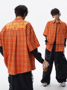 NANSSE | Hip Hop Style Plaid Short Sleeve Shirt