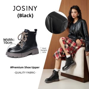 Josiny | Thick Sole Height-Increasing Womens Martin Boots Black