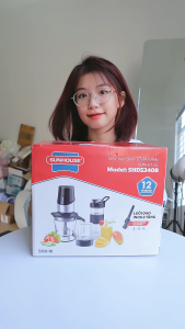 Máy Xay Sinh Tố Đa Năng SUNHOUSE SHD5322 - Công Suất 220W - 3 Cối Nhựa PC Siêu Bền - Lưỡi Dao Inox Sắc Bén - 3 Chế Độ Xay Nhồi - Bảo hành 12 tháng - Hàng Chính Hãng