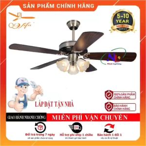 Đèn quạt cổ điển - Quạt trần tân cổ điển - Quạt trần cánh gỗ Qvifa-101 lắp biệt thự đại sảnh phòng hội nghị