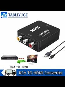 1080P RCA AV to HDMI-compatible Adapter CVBS AV2HD Audio Video Converter with USB Power Cable for TV Monitor Laptop