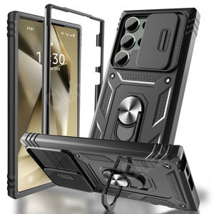 Ốp Lưng Máy Ảnh Samsung S25 Ultra Slide Hạng Nặng Xoay 360 Độ Chân Đế Tích Hợp Cho Galaxy S25 Plus S25 Vỏ Chống Trượt Chống Trầy Xước Từ Tính