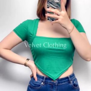 Crop Top Wanita Oval / Croptop Oval Knit Rajut 4709