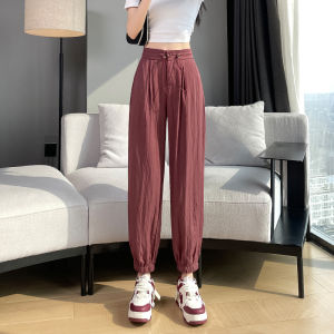 กางเกงลำลองผู้หญิงเอวสูงหลวมๆ แห้งเร็ว กางเกงขายาวทรงหลวมสไตล์ฮาเร็ม กระโปรงทรงสั้น ชุดกีฬาลำลอง ชุดลำลอง