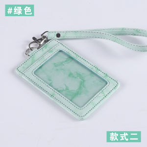 Fashionable PU Leather Multi-Slot Bus Metro ID Card Holder Protective Sleeve for Work Badges Easy Clip Lanyard Wrist Strap Badge Bag