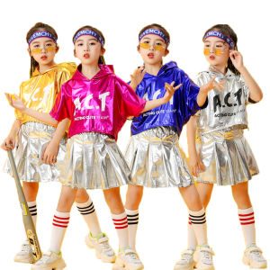 LOlanta 2Pcs Kids Girls Hip Hop Jazz Street Clothes Cheerleader Stage Performance Wear Boys School Team Active Clothes