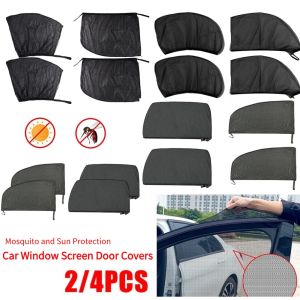 2/4pcs Car Window Screen Door Covers Side Window Shade UV Sunshine Cover Shade Mesh Car Mosquito Net For Car SUV Sunshade Visor