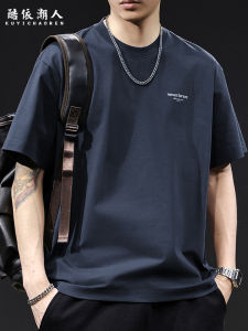 Ice Sensation Technology Cotton Short Sleeve T-Shirt Mens Trendy Large Size High End Summer 2025 New Fashion Casual Wear