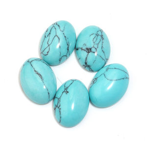 2-10pcs Natural Blue Turquoise Cabochons Oval Flat Back Cabochon Loose Beads For Jewelry Making DIY Ring Necklace Accessories