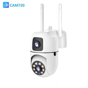 CAM720 Dual Lens 4K WiFi CCTV Camera Outdoor IP66 Waterproof 360 PTZ Security Cam Full Color Night Vision Human Detection Two-Way Audio