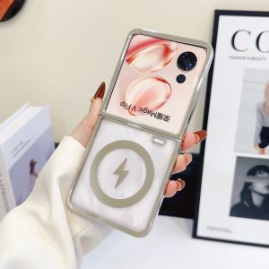 Ultra-Thin Transparent Electroplated Magnetic Absorption Wireless Charging Case for Honor MagicVFlip Foldable Screen Shell for Men And Women