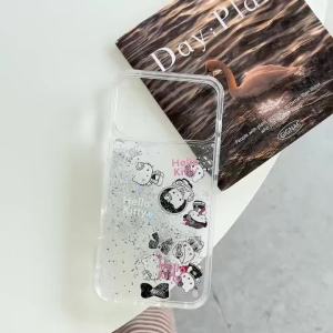 Sanrio | Fashion INS Cute Hello Kitty Qicksand Glitter Transparent Case For iPhone 18 Pro Max 14 15 16 17 Pro Girlish Phone Protect Cover