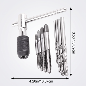 Set Screw Taps & Tshaped Wrench & Twist Drill Bits Threading Tapping Hand Tool Kit Tap Wrench Set Tapping Tool