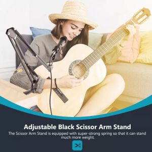 Popcorn Adjustable Microphone Suspension Boom Scissor Arm Stand Mic Stand /Phone Holder for Radio Broadcasting Studio