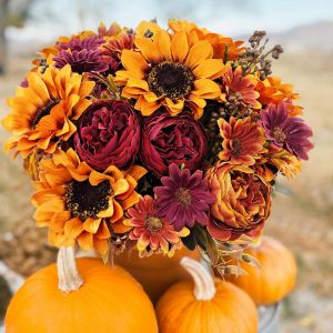 Artificial Flowers Silk Holding Sunflower Festival Wreath Wedding Bouquet Home Room Arrangement Vase Window Sill Decora Outdoor