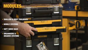 TSTAK IP54 Organiser Top Shallow Box DWST83344-1 Tool Storage Portable Box Stackable