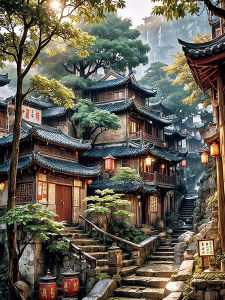 HUACAN Embroidery Sets House Building Landscape 11CT Printed Cross Stitch Kit Handicrafts Needlework Diy Gift Diy