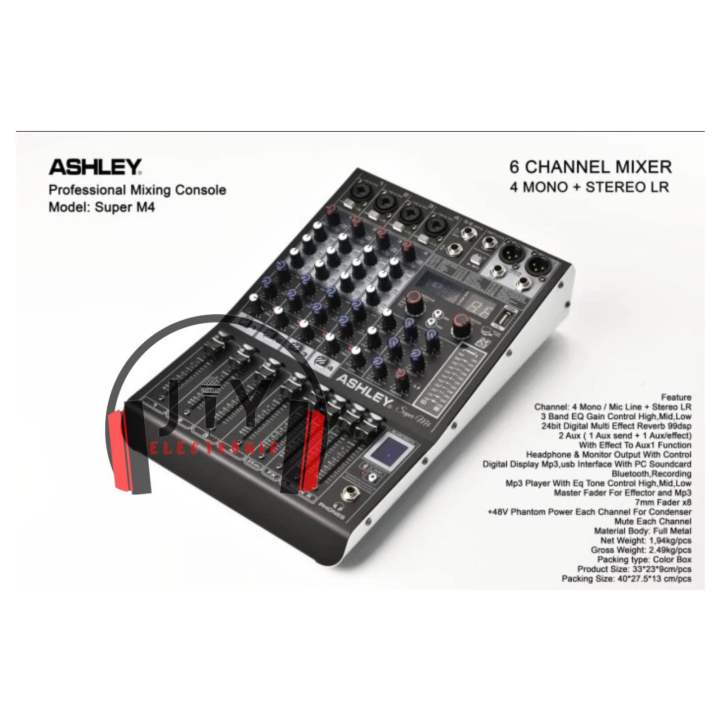 Audio Mixer 6 Channel Ashley Super M4 Super-M4 Original | Lazada Indonesia