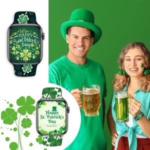 St. Patricks Day Printed Silicone Strap for Apple Watch 49mm 45mm 41mm 42mm 38mm Women Men 44mm 40mm iWatch Band Ultra Series 9 8 SE 7 6 5 4 3 2 1 Holiday Bracelet